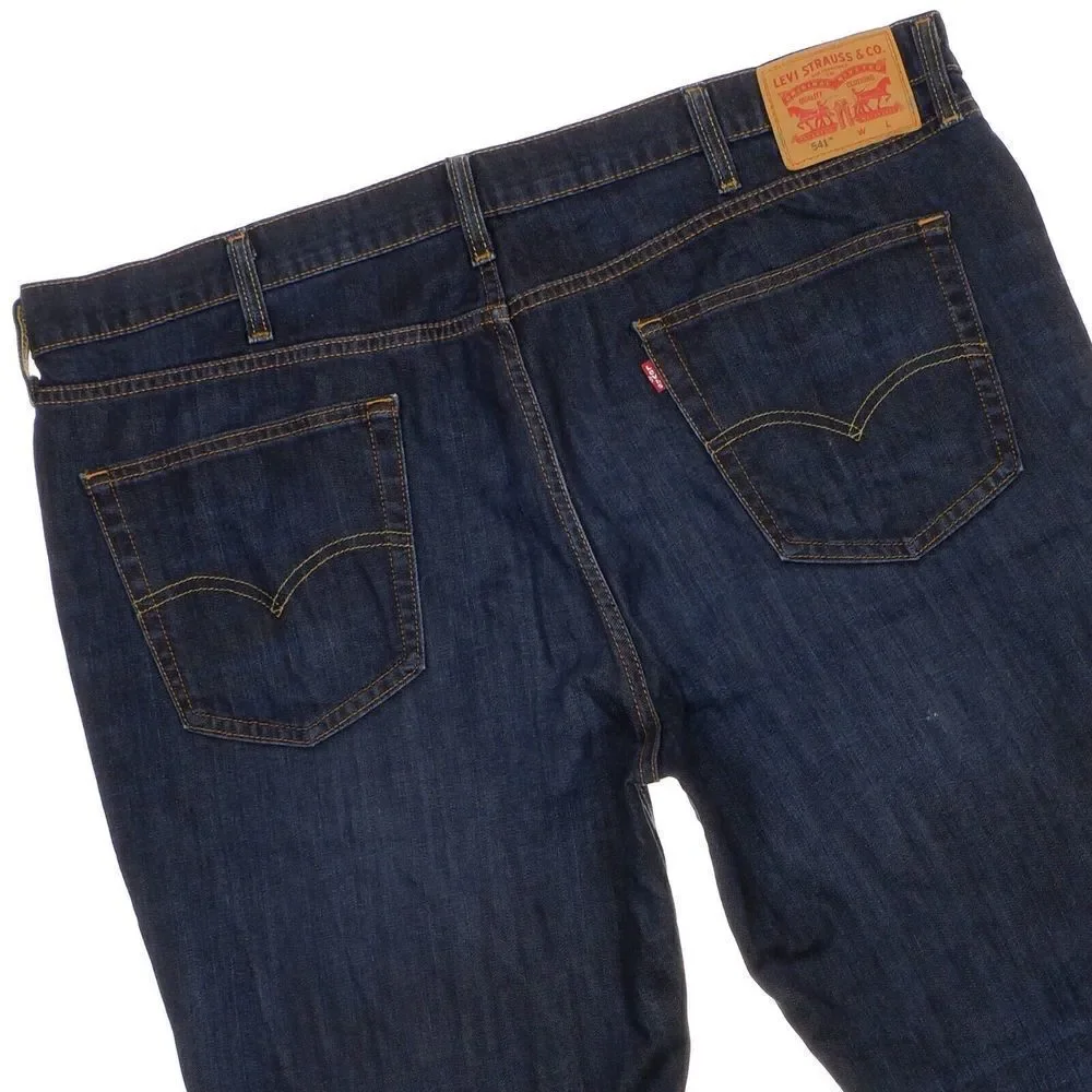 Levis Mens 541 Straight Leg Jeans Measure 44x26.5 Dark Blue Denim Stretch Hemmed